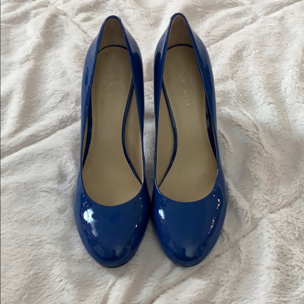 Blue Patent Leather Nine West High Heels
